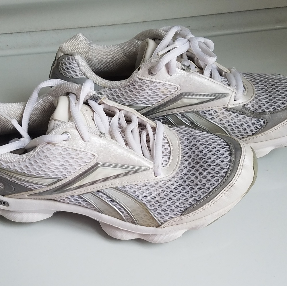 Reebok white and grey running sneakers